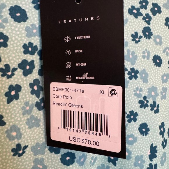 NWT Bad Birdie Men's core performance polo with flower pattern - Picture 3 of 6